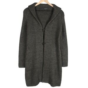 GIO & GIO Mohair Wool Blend Long Cardigan Sz S/M‎ 38"-39" Gray Toggle ITALY